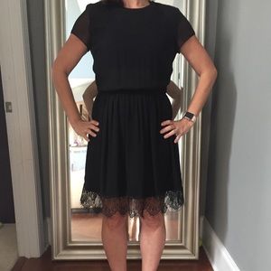 Zara Trafaluc  black chiffon dress with lace trim